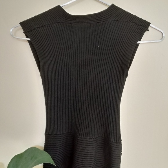 Black Ribbed Wrap Top - Picture 2 of 3